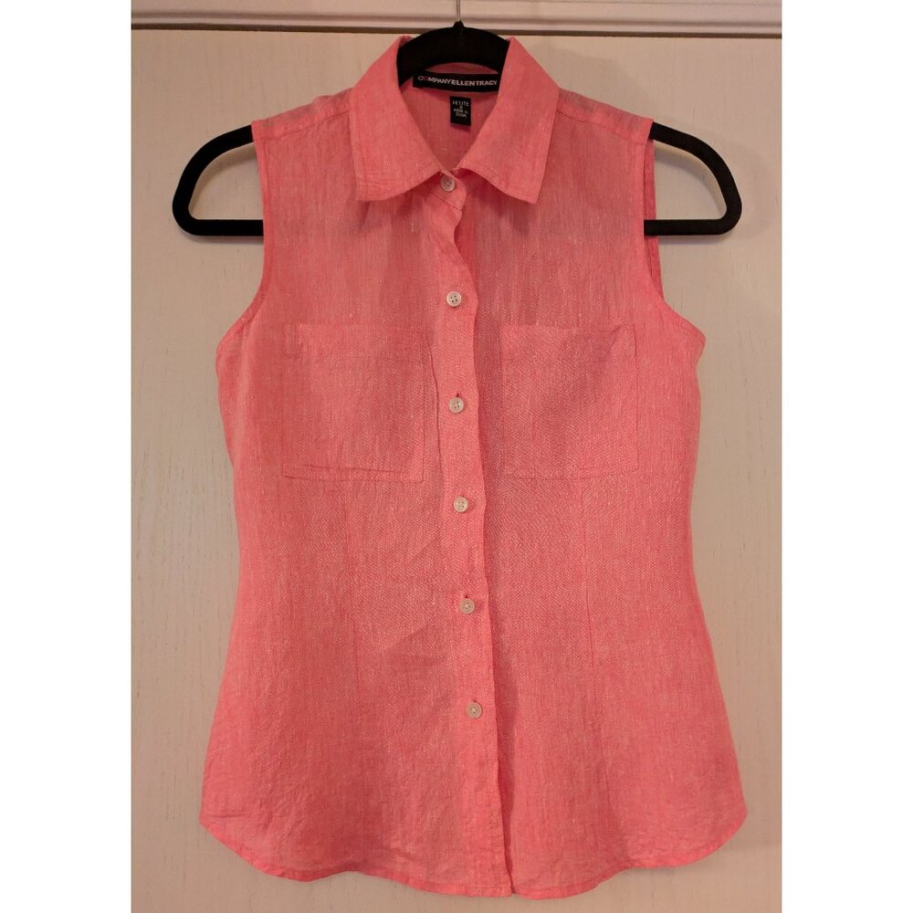 Company Ellen Tracy 100% Linen Sleeveless Linen Top - Size 4 Petite